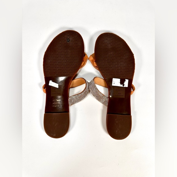 SCHUTZ  Women’s Embellished Fabia Flat Leather sandals - Picture 6 of 7